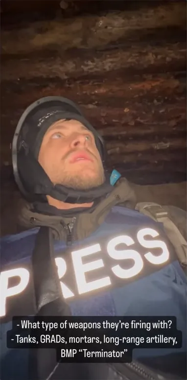Maxim in a press vest in the field